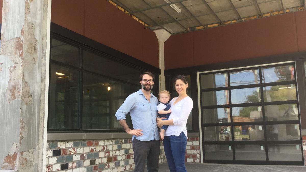 Tim Wright and Greta Pittard, with their son, Noah, plan to open Wise Bird Cider in the Rickhouse building on the historic Pepper Distillery campus. Construction will begin this month, and they plan to ferment cider over the winter to offer to customers next spring.