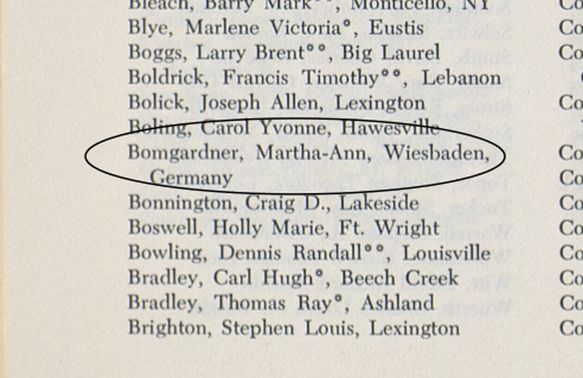 Martha-Ann Alito, formerly Martha-Ann Bomgardner was among several graduates honored at UK’s 108th annual commencement ceremony in 1975.