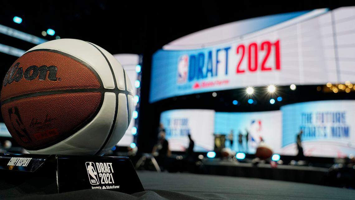 Stage crews prepared for the start of the NBA Draft on Monday in New York.