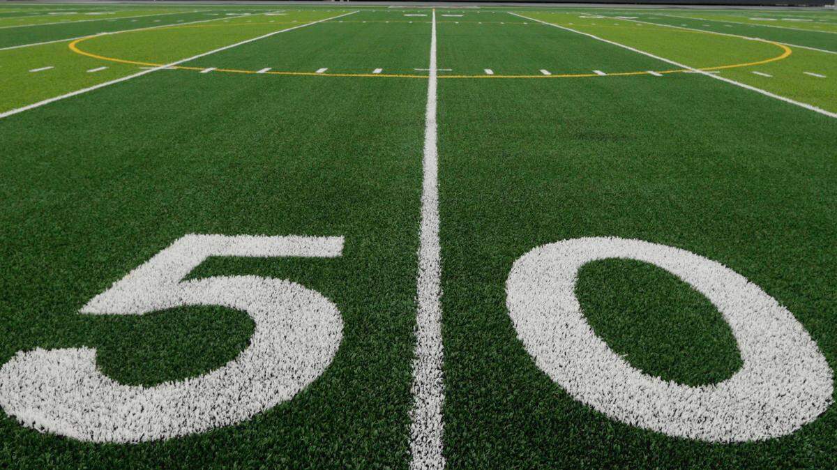 A high school football field.