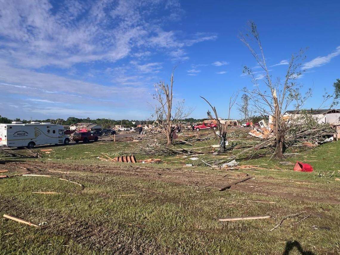 The Sunshine Hills neighborhood of Laurel County had significant damage from overnight storms and a potential tornado overnight May 17, 2025.