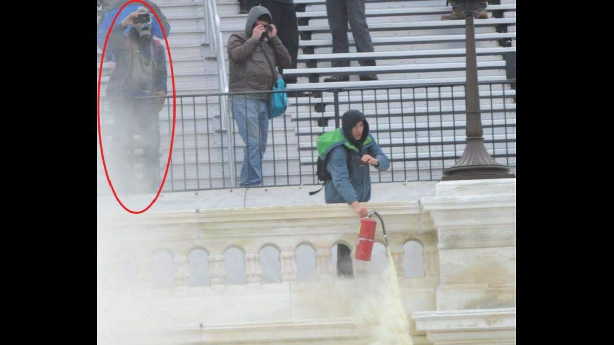 Federal authorities allege Daniel Edwin Wilson, of Kentucky, is pictured in footage participating in the U.S. Capitol riot on Jan. 6, 2021.