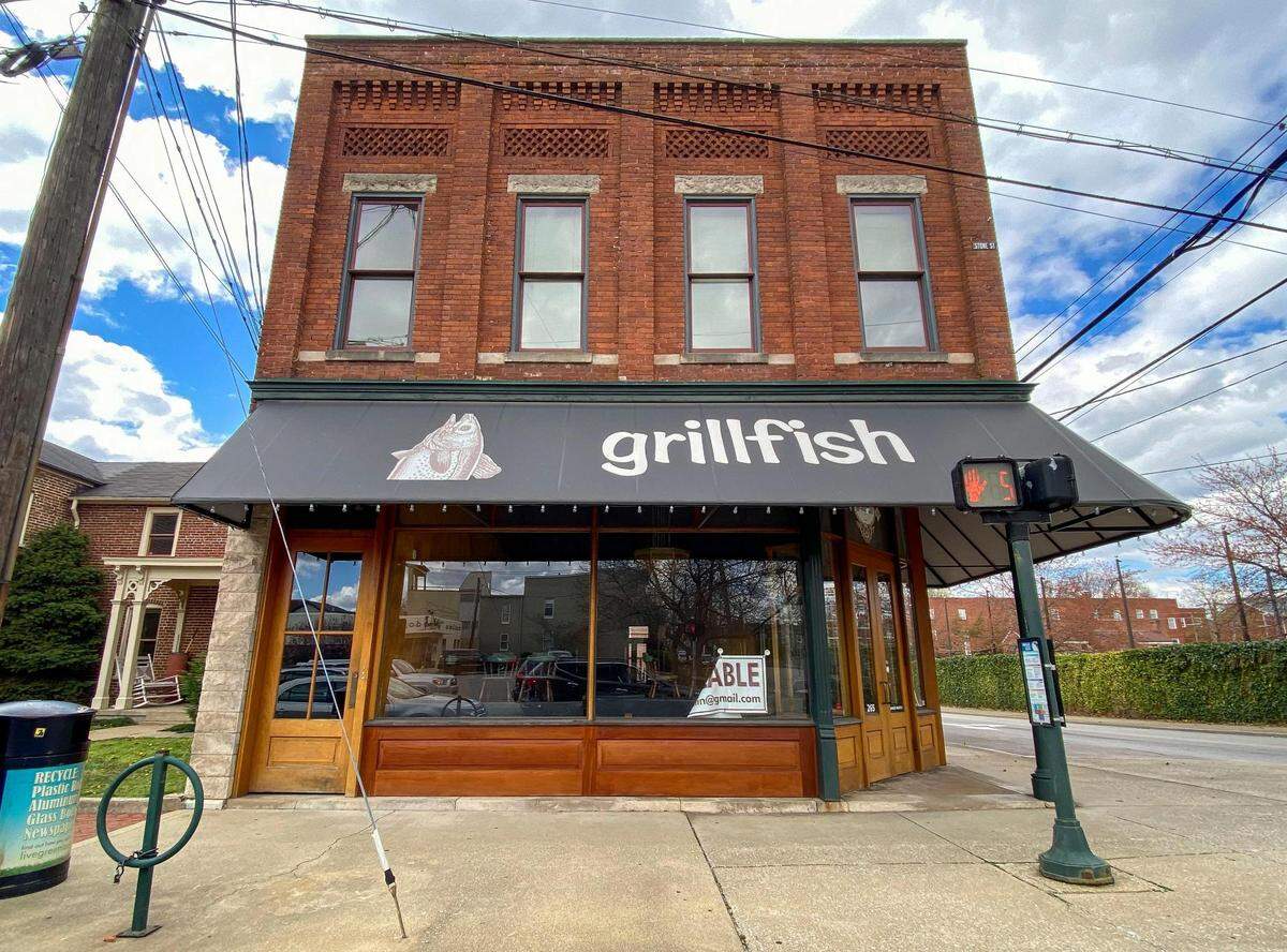 The empty Grillfish restaurant at 265 North Limestone Street on April 7, 2022. The seafood and steak restaurant closed in 2019. Before that it was the home of the popular Atomic Cafe.