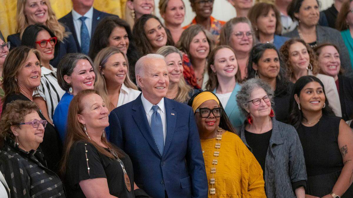 President Joe Biden greets representatives from women’s organizations before a Violence Against Women Act anniversary event, Thursday, September 12, 2024, in the East Room of the White House. (Official White House Photo by Adam Schultz)