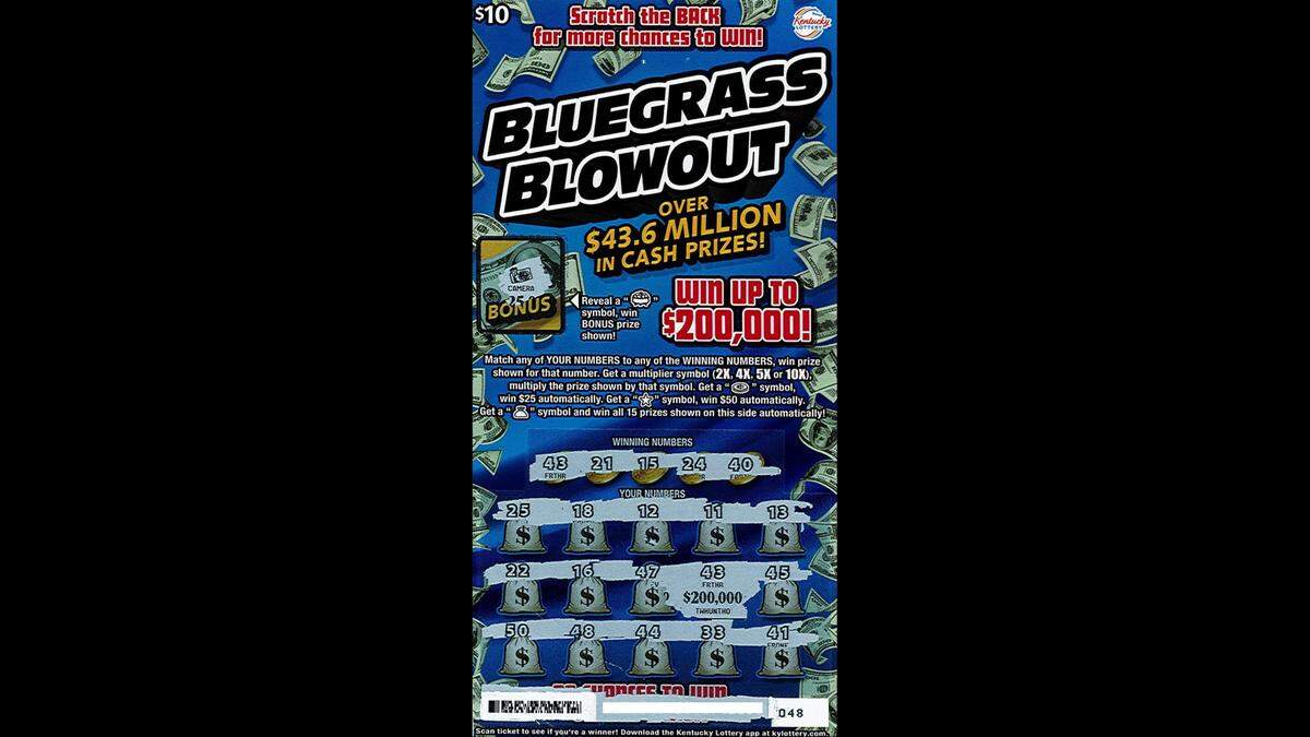 This Bluegrass Blowout scratch-off ticket won a Louisville, Ky., man the game’s top prize of $200,000 Oct. 25.