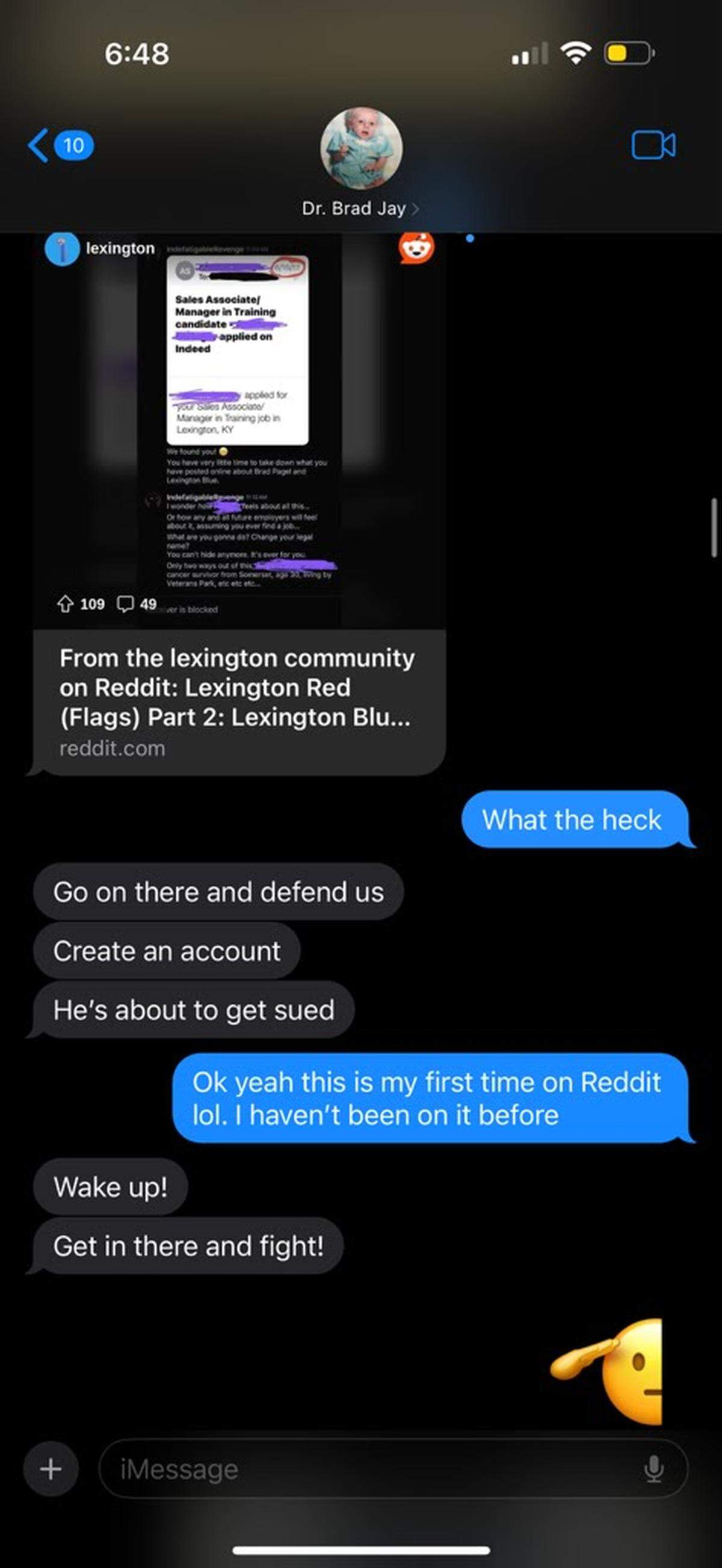 Texts from Brad Pagel to employees, obtained by the Herald-Leader, urge them to rebut the Reddit post.