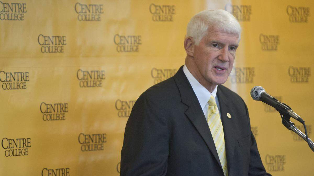 Centre President John A. Roush met with students who were protesting racial problems at the Danville school and demanding change.