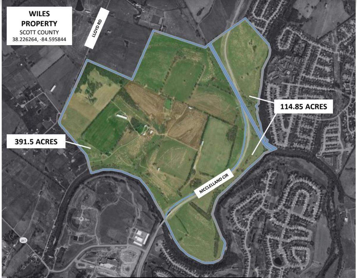 A 500-acre farm in Georgetown near Great Crossing High School is expected to become a new regional economic development park for Scott, Fayette and Madison counties. The three counties have agreed to pay $4 million each to purchase the land.