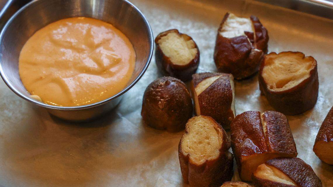 House-made beer cheese with soft pretzel bites ($12.75) from Southern Cookhouse & Bar, photographed Sunday, Sept.  7, in Lexington, Ky. 