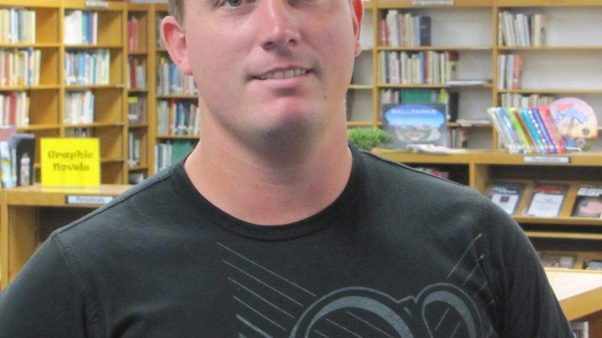 Dakota Meyer in the library at Adair County High School on 9/7/2011. He attended the school before transferring to Green County High School for his junior and senior years. Photo by Bill Estep | 
Staff