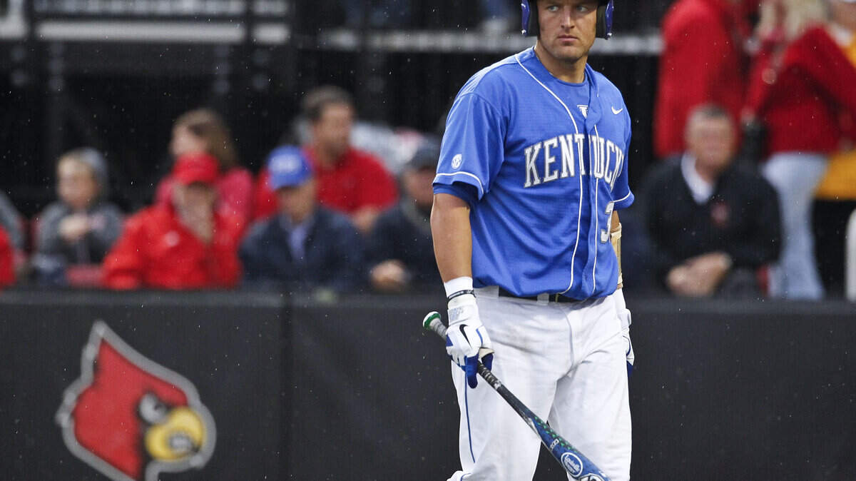 Kentucky's Michael Williams headed to the dug out after striking out   as #1 Kentucky lost to #20 Louisville  on Tuesday  April 24, 2012 in Louisville, Ky. Photo by Mark Cornelison | Staff