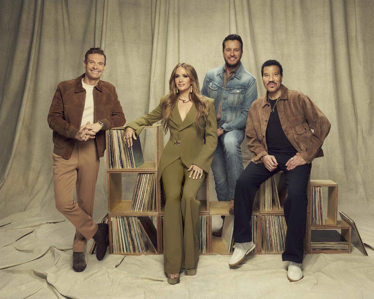 ABC's “American Idol” stars Ryan Seacrest, Carrie Underwood, Luke Bryan and Lionel Richie.
