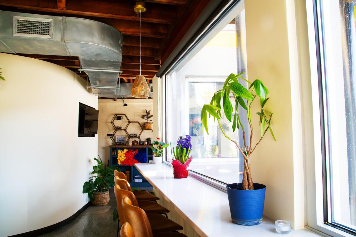 The entryway area of Minton’s also has seating. The new restaurant has more than three times the seating of the old location.