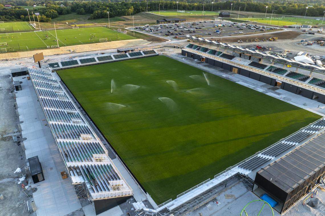Lexington Sporting Club’s new stadium is under construction near Athens Boonesboro Road and Interstate 75 in Lexington, Ky., on Thursday, Aug. 15, 2024.