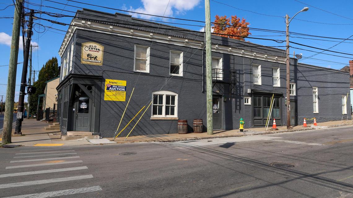 Justins’ House of Bourbon, located at 601 W Main St, Wednesday, Oct. 30, 2024 in Lexington, Ky. The building, along with another in Louisville, is up for auction but the business is not for sale.