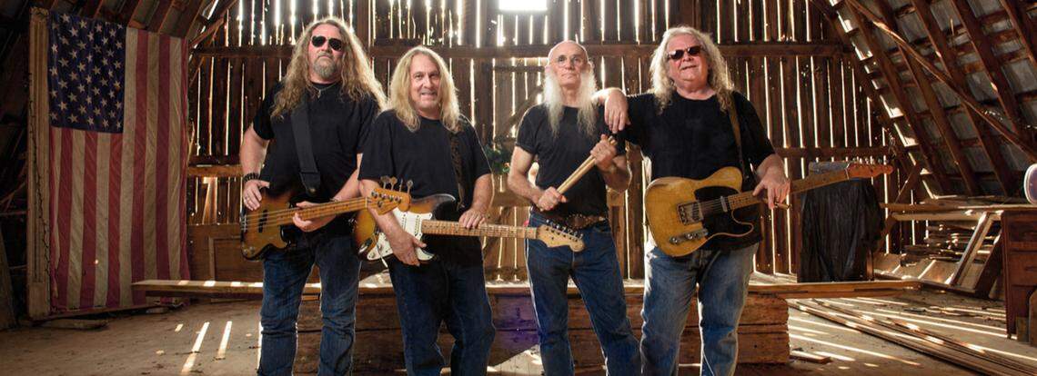 The Kentucky Headhunters, from left Doug Phelps, Greg Martin, Fred Young and Richard Young, will play Renfro Valley on Friday, with help from Richard Young’s son John Fred Young of Black Stone Cherry, which will join the Headhunters in the Kentucky Music Hall of Fame on Saturday.