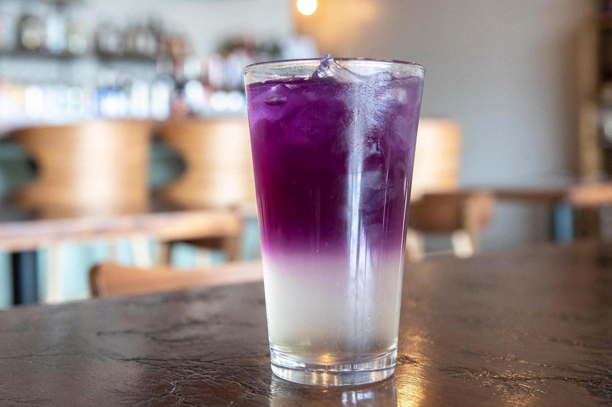 The butterfly flower lemonade, made from butterfly pea flower and homemade lemonade.