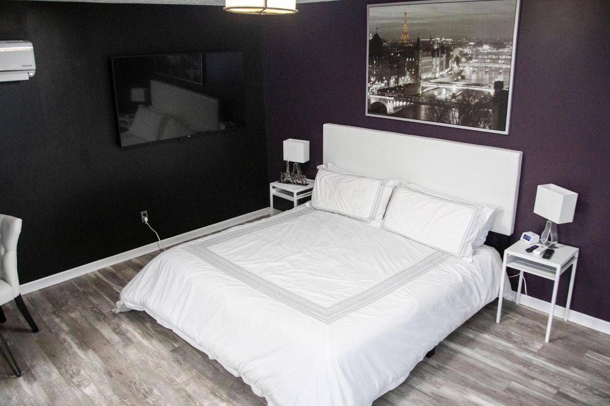 The Paris themed room at the Chocolat Inn & Café.