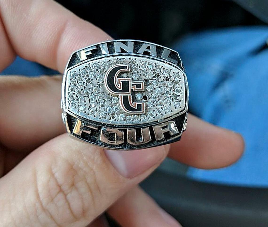 The Georgetown College championship ring that was found in August by Robert “Shorty” Eads as he picked up trash in Lexington. Eads, who works out of the city’s Panhandling van, found a Georgetown College championship football ring on a Lexington sidewalk in August. The homeless man and sometimes panhandler spent the next three months trying to return the ring to the owner. That finally happened in November with help from the Panhandling van supervisor Jarrod Jones, a former Lexington police officer, who was able to track down the father of the ring’s owner.