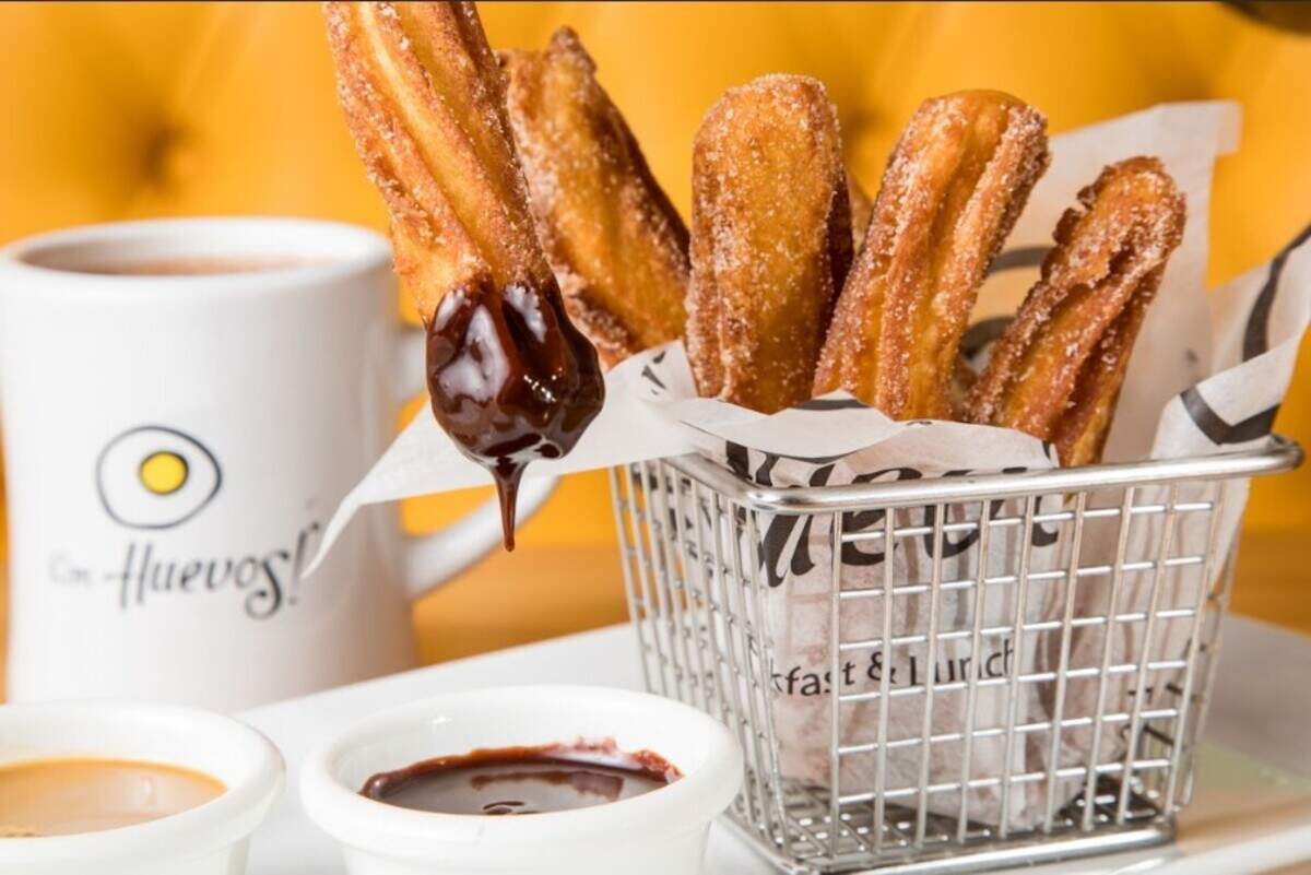 The menu at Con Huevos includes churros as well as churro waffles.