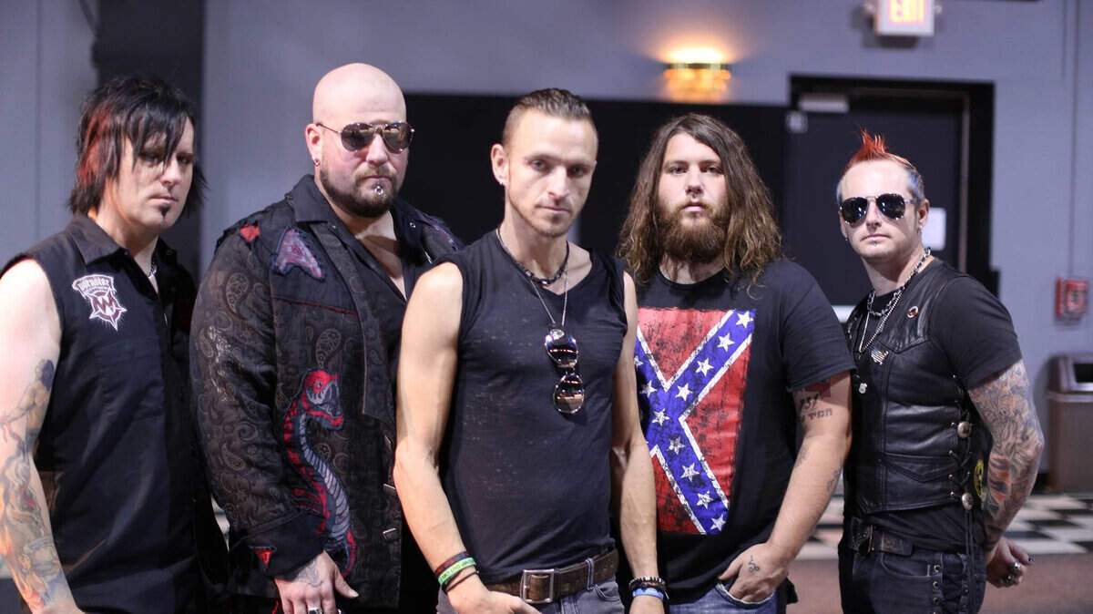 Saving Abel, from left: Steve Pulley on drums, guitarists Scott Bartlett and Scotty Austin, Eric Taylor on bass and guitarist Jason Null. 