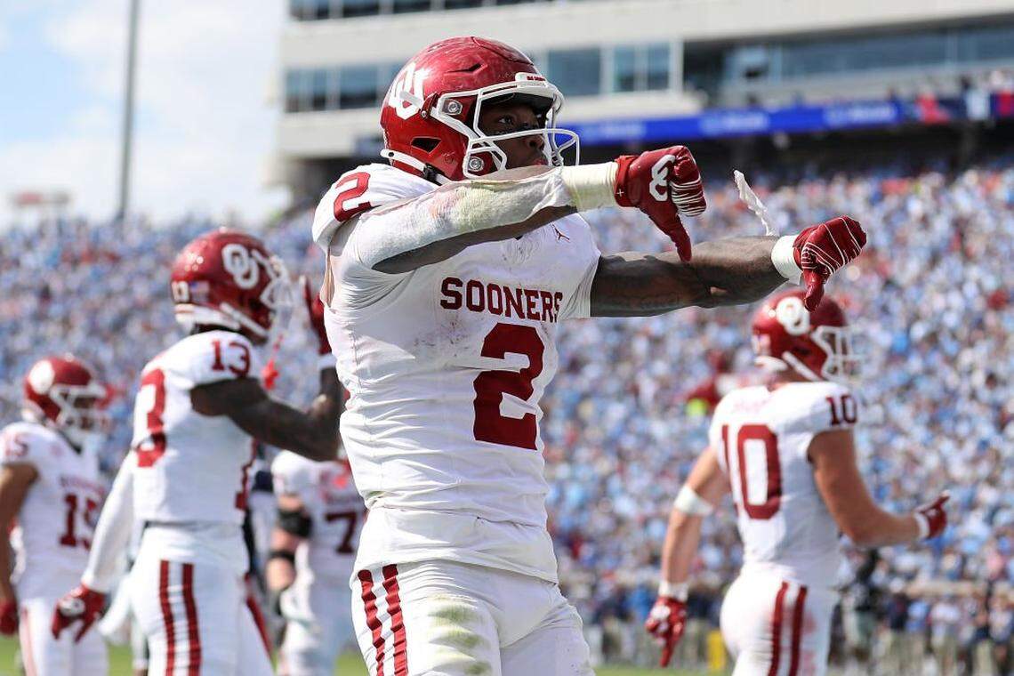 OXFORD, MISSISSIPPI - OCTOBER 26: Jovantae Barnes #2 of the Oklahoma Sooners reacts during the first half against the Mississippi Rebels at Vaught-Hemingway Stadium on October 26, 2024 in Oxford, Mississippi. (Photo by Justin Ford/Getty Images)