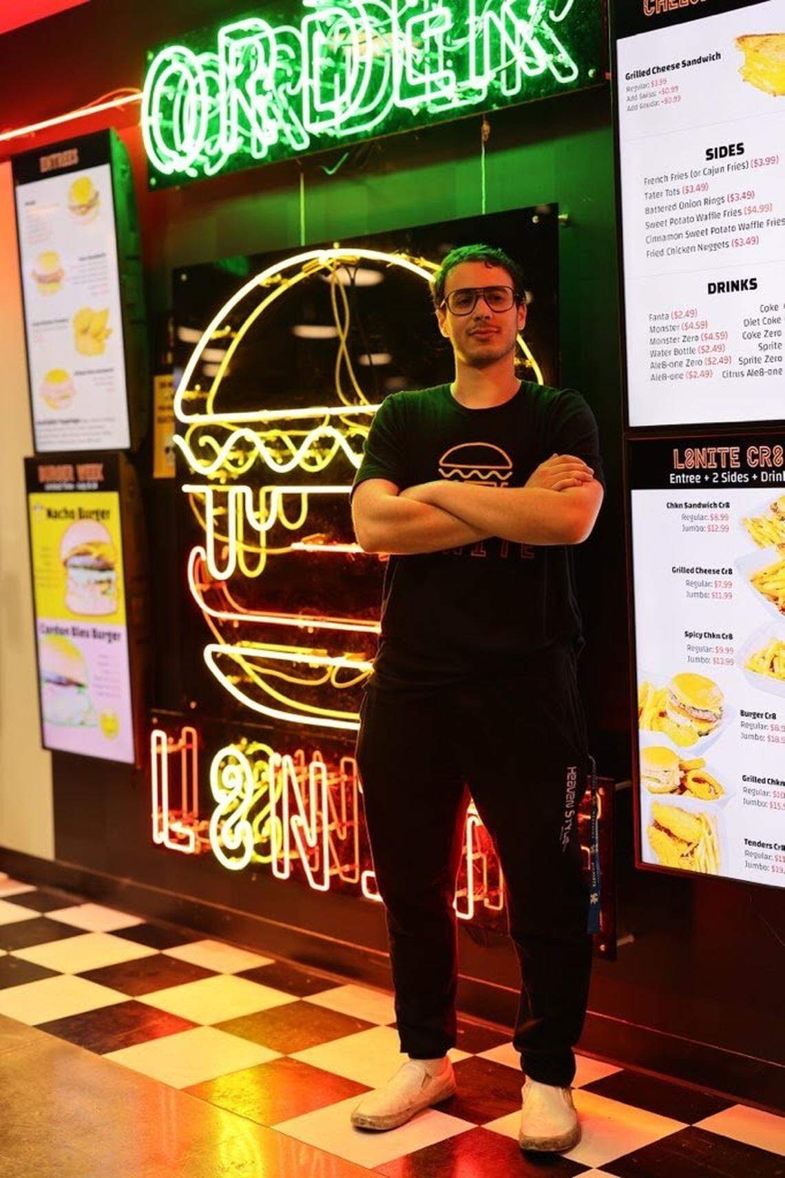 UK student Mohamed Weheba operates L8NITE Fast Food, a restaurant inside the Cornerstone building at South Limestone and Winslow.