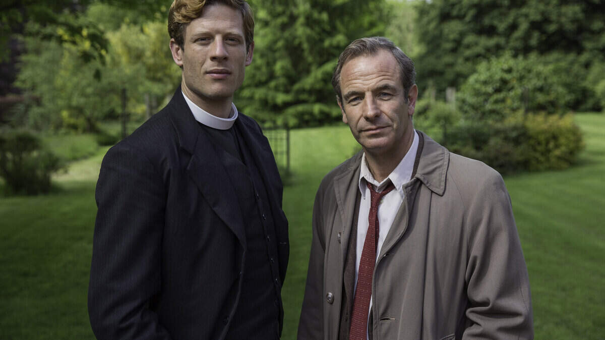 Vicar Sidney Chambers (James Norton), left, and Inspector Geordie Keating (Robson Green) make an unusual detective team in Grantchester.