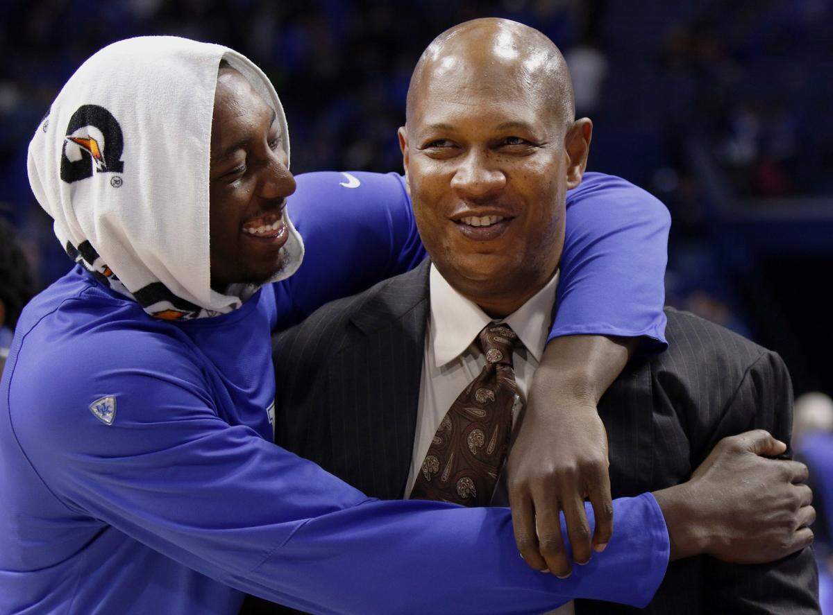 In his 10 seasons (2010-2020) as a Kentucky Wildcats assistant, Kenny Payne, right, developed a reputation as a proficient developer of big men, such as 2016-17 UK center Bam Adebayo, left.