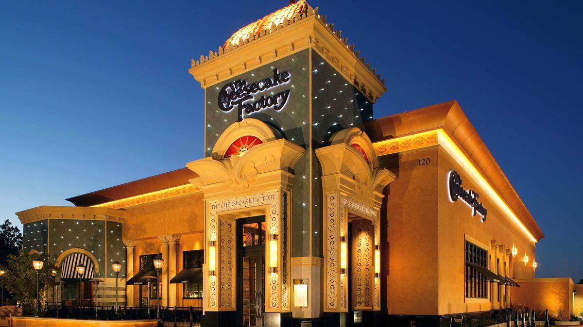 The exterior of a typical location for The Cheesecake Factory, as shown in a photo distributed by the company.