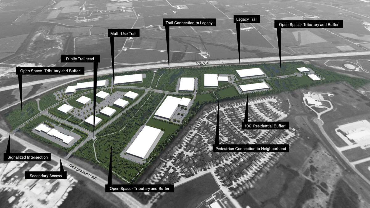 A proposed master plan for the new 200-acre industrial park near Coldstream Research Park.