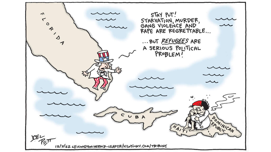 Joel Pett: Just don’t give us your huddled masses