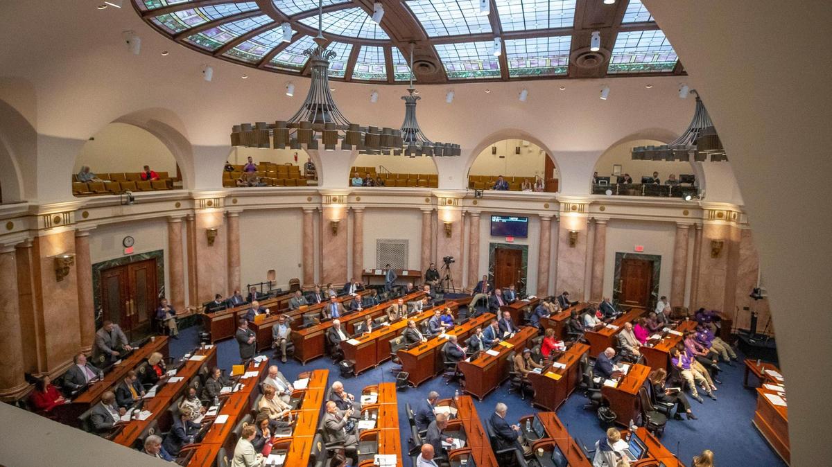 Members of the Kentucky House of Representatives meet at the Kentucky state Capitol in Frankfort, Ky., on Wednesday, April 13, 2022.