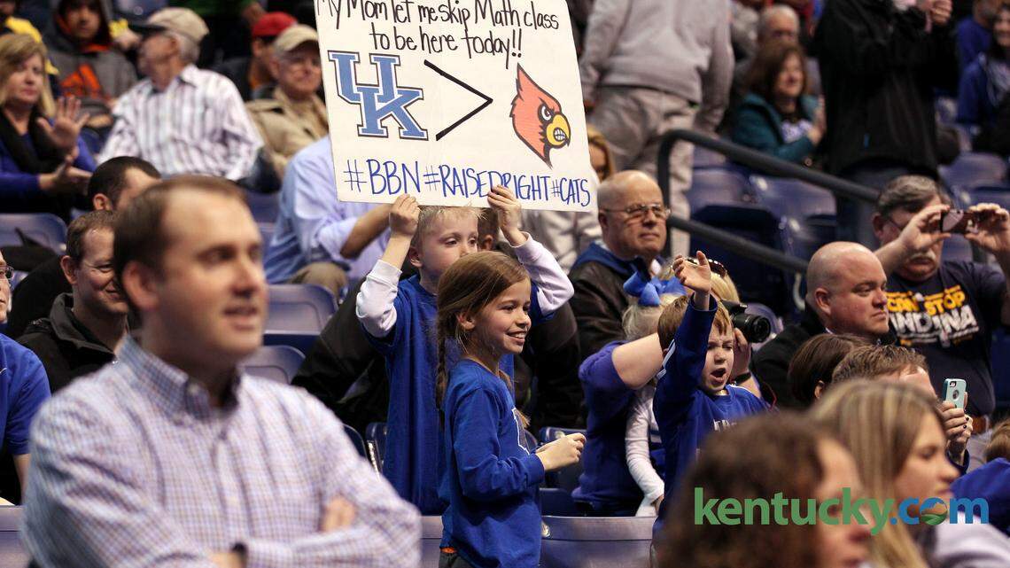 Fans as the University of Kentucky men's basketball team practiced in Lucas Oil Stadium in Indianapolis, In., Thursday, March 27, 2014. UK plays Louisville tomorrow night in the NCAA Midwest Regional semifinals. Photo by Charles Bertram | Staff