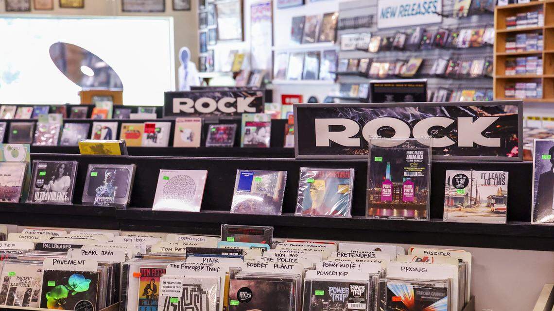 CDs for sale on the shelf at CD Central on South Limestone, Wednesday, August. 27, 2025 in Lexington, Ky. CD Central is closing not due to financial issues but to allow Steve Baron to retire. A new record store, Cut Corner Records, will open at the same location with new owners, maintaining the community hub's mission for music lovers.