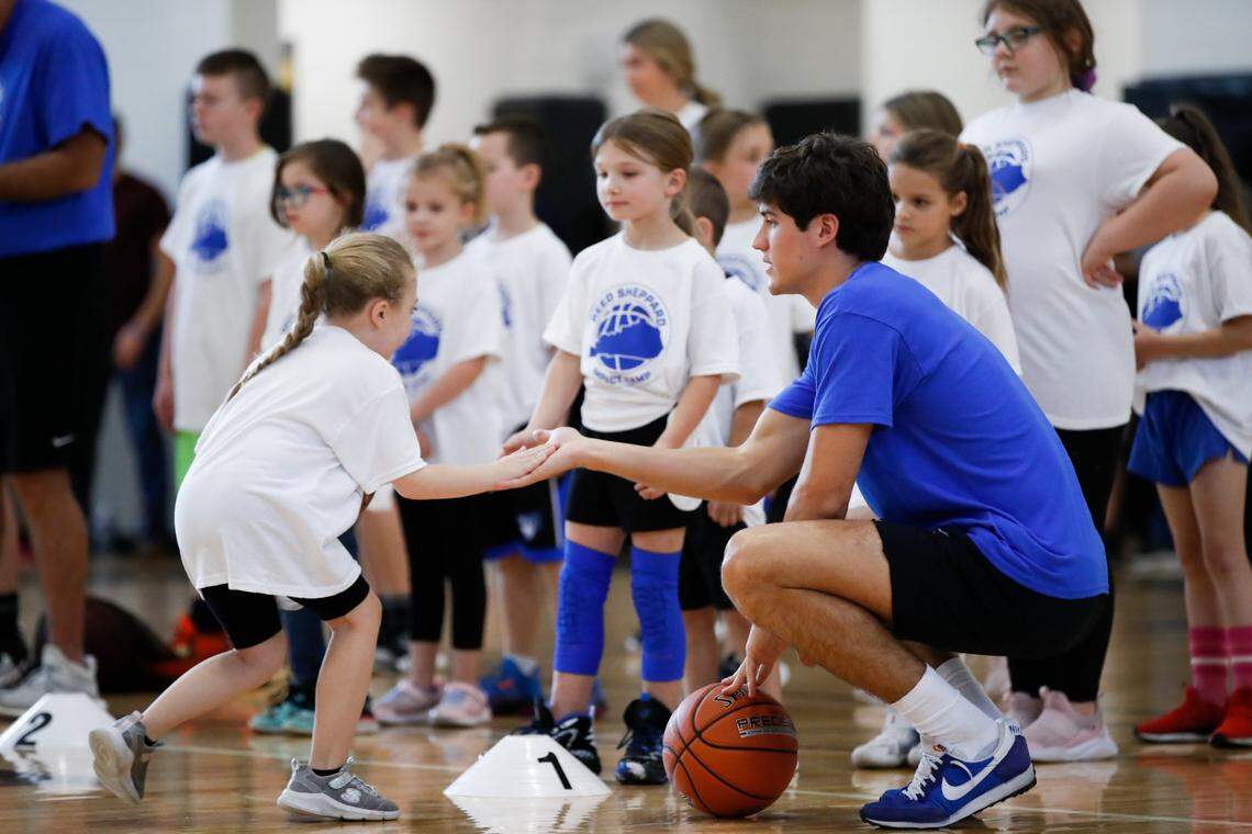 North Laurel High School basketball senior and UK men’s basketball commit Reed Sheppard hosted a youth basketball camp on Saturday at Millard Grade School in Pikeville. Sheppard is one of four high school players committed to Kentucky in the class of 2023.
