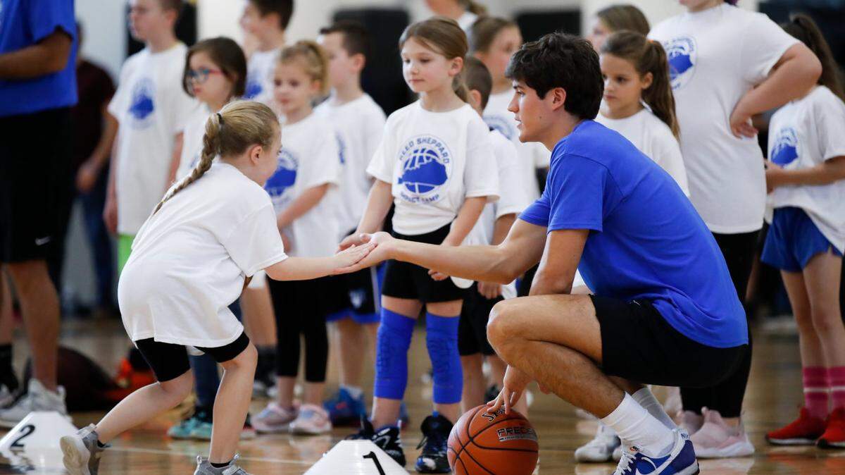 North Laurel High School basketball senior and UK commit Reed Sheppard hosted a youth basketball camp on Saturday afternoon at Millard Grade School in Pikeville. Sheppard has assisted with flood relief efforts in Eastern Kentucky several times in recent months.