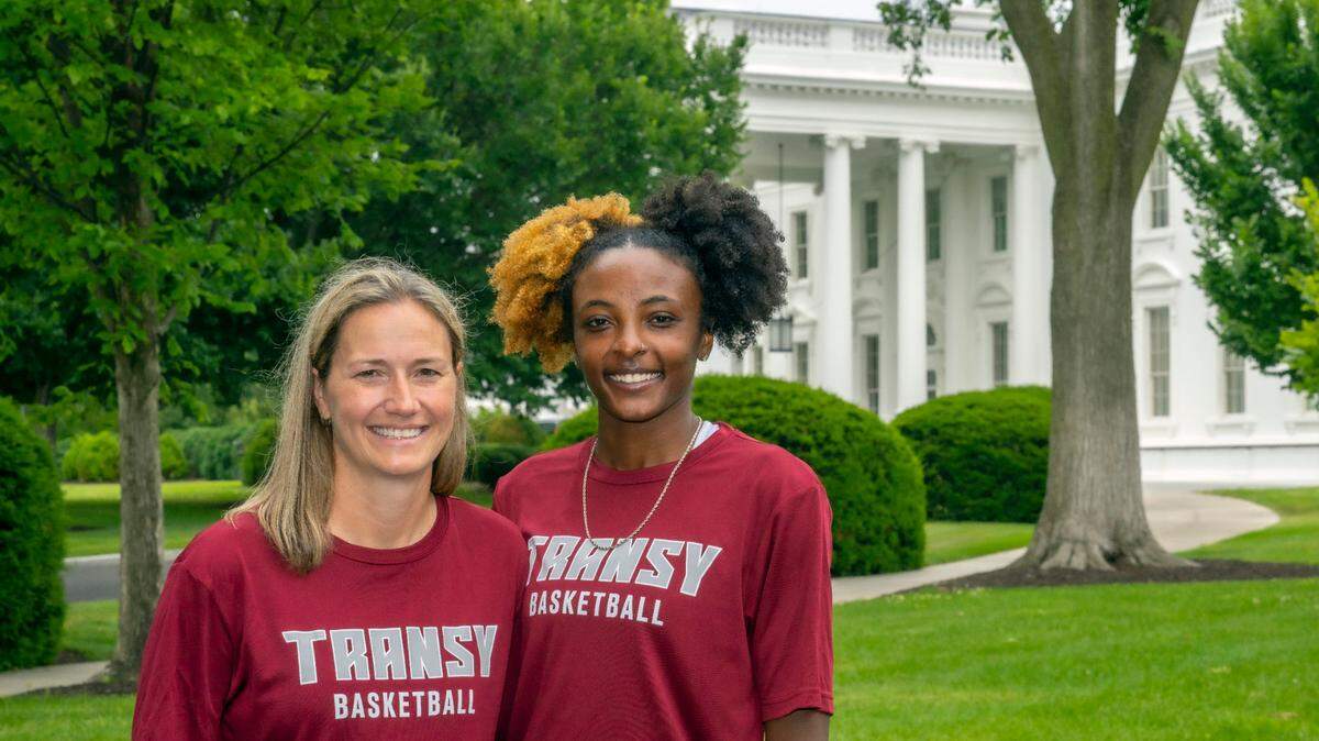 For Transylvania Coach Juli Fulks, left, and Pioneers standout Dasia Thornton, one of the spoils of going 33-0 and winning the 2023 NCAA Division III women’s basketball national championship was a trip to the White House. “It’s been fun to be able to talk about this team on a national stage,” Fulks said.