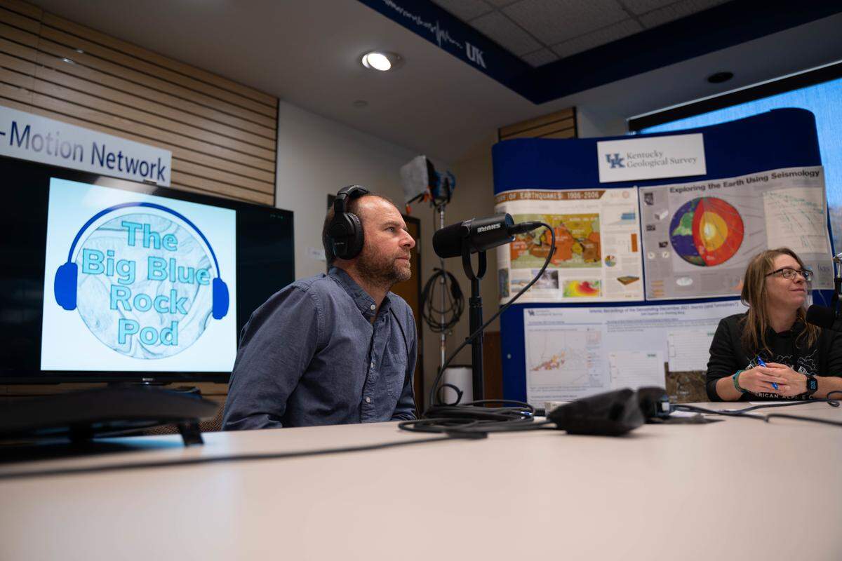 The hosts of the Kentucky Geological Survey’s “Big Blue Rock Pod” recorded an episode.