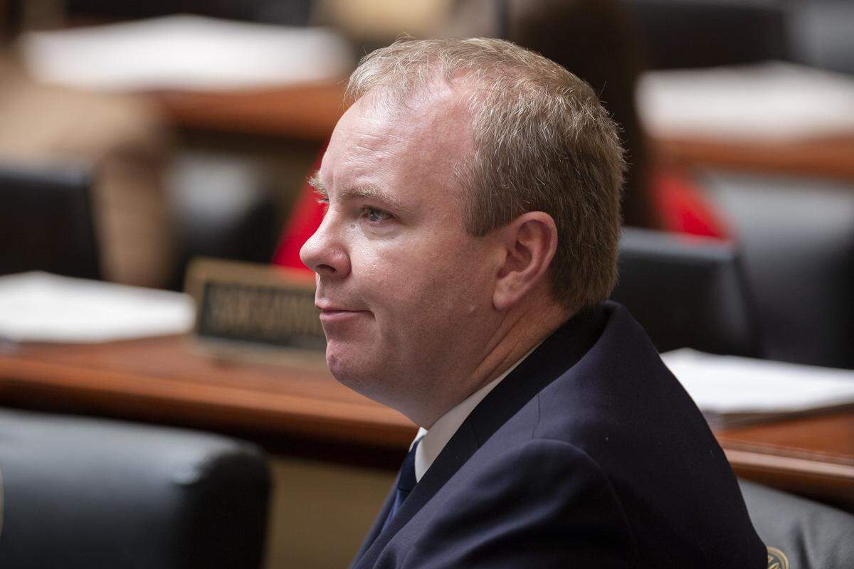 Kentucky Rep. Jason Nemes, R-Louisville, takes part in a session of the Kentucky House of Representatives at the state Capitol in Frankfort, Ky., Wednesday, Feb. 19, 2020.