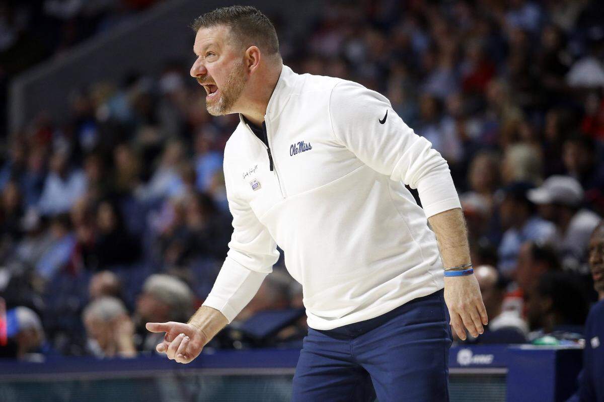 Mississippi Rebels head coach Chris Beard reacts during the first half against the Arkansas Razorbacks at The Sandy and John Black Pavilion at Ole Miss on Jan. 24, 2024 in Oxford, Miss. (Petre Thomas-USA TODAY Sports)