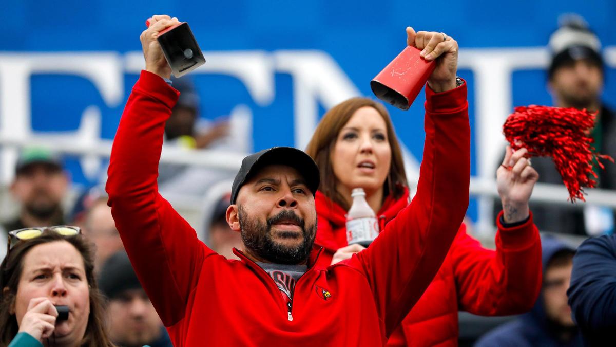 Christian Academy-Louisville fans bring the noise during their team’s 41-16 win over Bell County at Kroger Field in Lexington on Saturday.