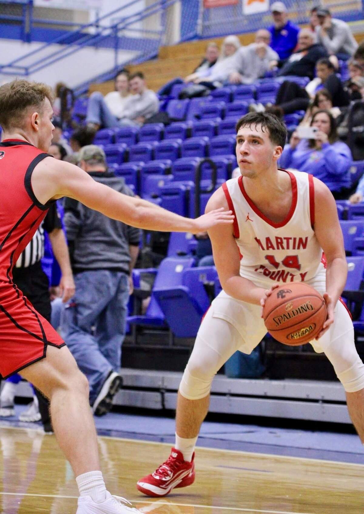 Braxton Keathley, right, averaged 33.1 points&nbsp;per game as a junior guard at Martin County during the 2025-26 season.