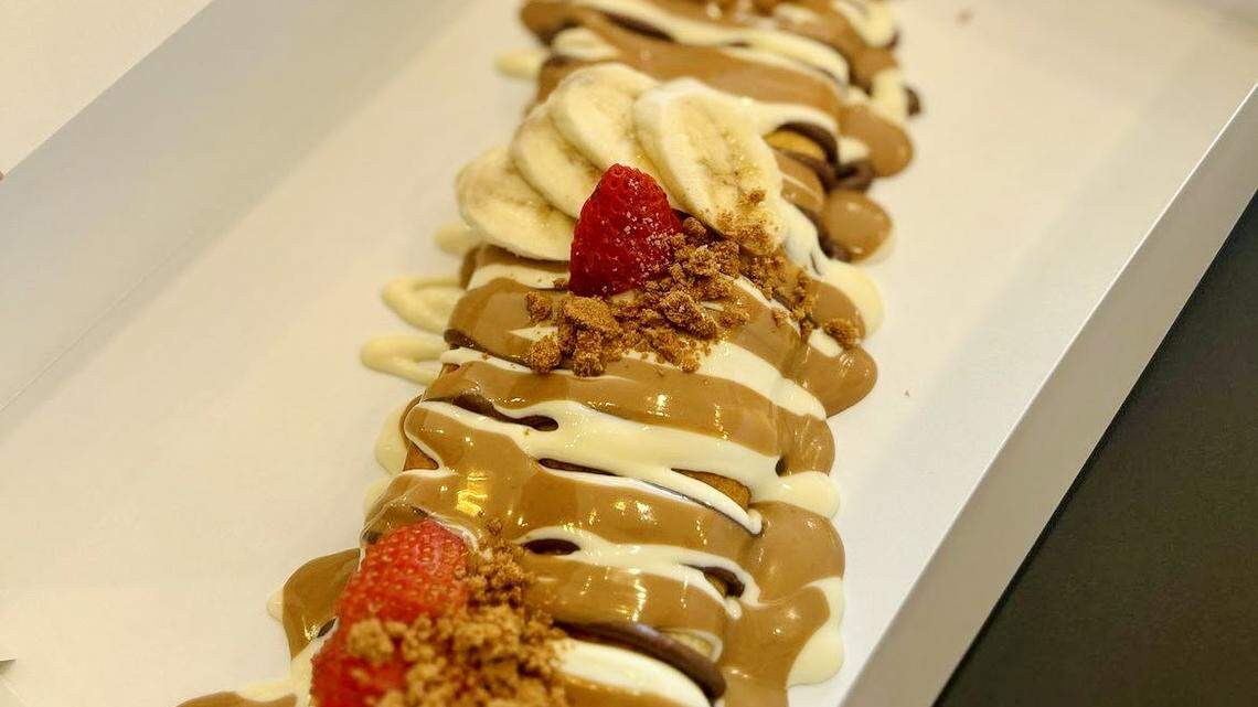 Dip N Crepe near Fayette Mall serves crepes with a variety of chocolate, white chocolate, fruits and other sauces.