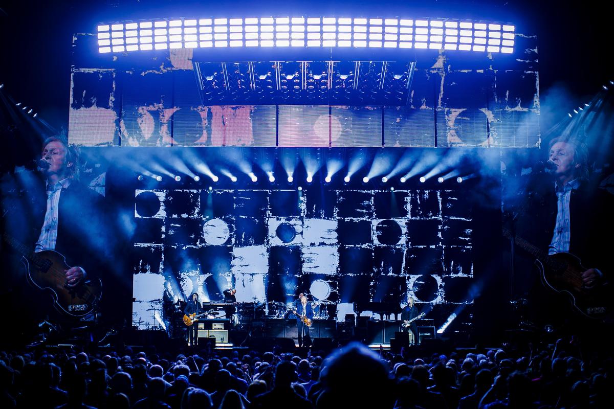 Paul McCartney performs to a sold out crowd during the “Freshen Up” tour at Rupp Arena in Lexington, Ky., Saturday, June 1, 2019.