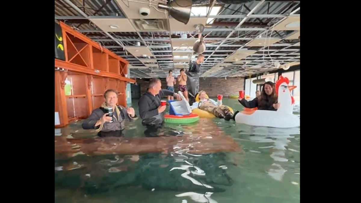 A screenshot from a Facebook video post made by Andrew Masterson, co-owner of Captain’s Quarters Riverside Grille in Prospect.