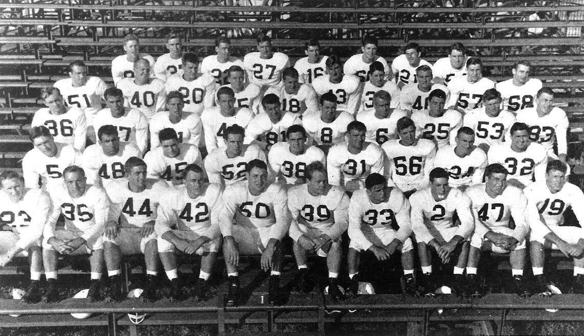 Coach Bear Bryant’s 1947 Kentucky Wildcats finished 8-3 after beating Villanova in the Great Lakes Bowl in Cleveland.