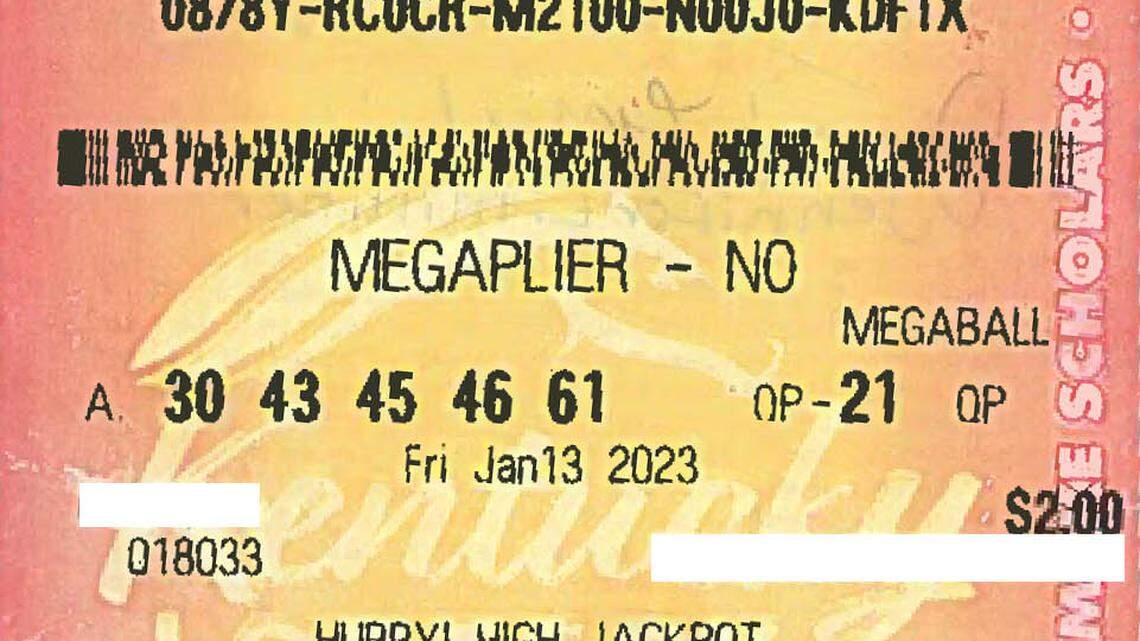 This ticket, purchased by two friends from a Louisville, Ky., gas station, secured $1 million during the Mega Millions Jan. 13, 2023, drawing.