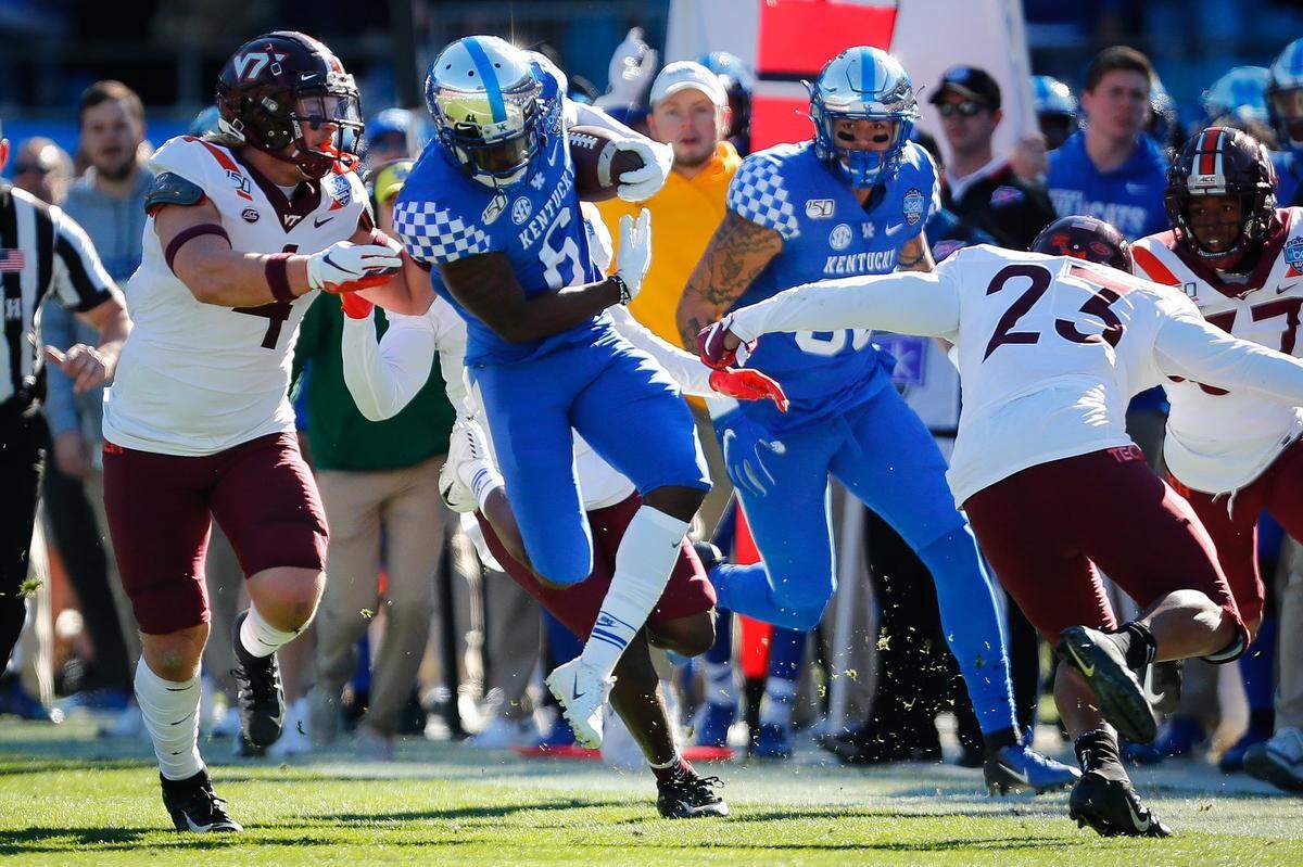 Kentucky wide receiver Josh Ali (6) caught four passes for 52 yards and the game-winning touchdown in UK’s 37-30 win over Virginia Tech in the 2019 Belk Bowl.