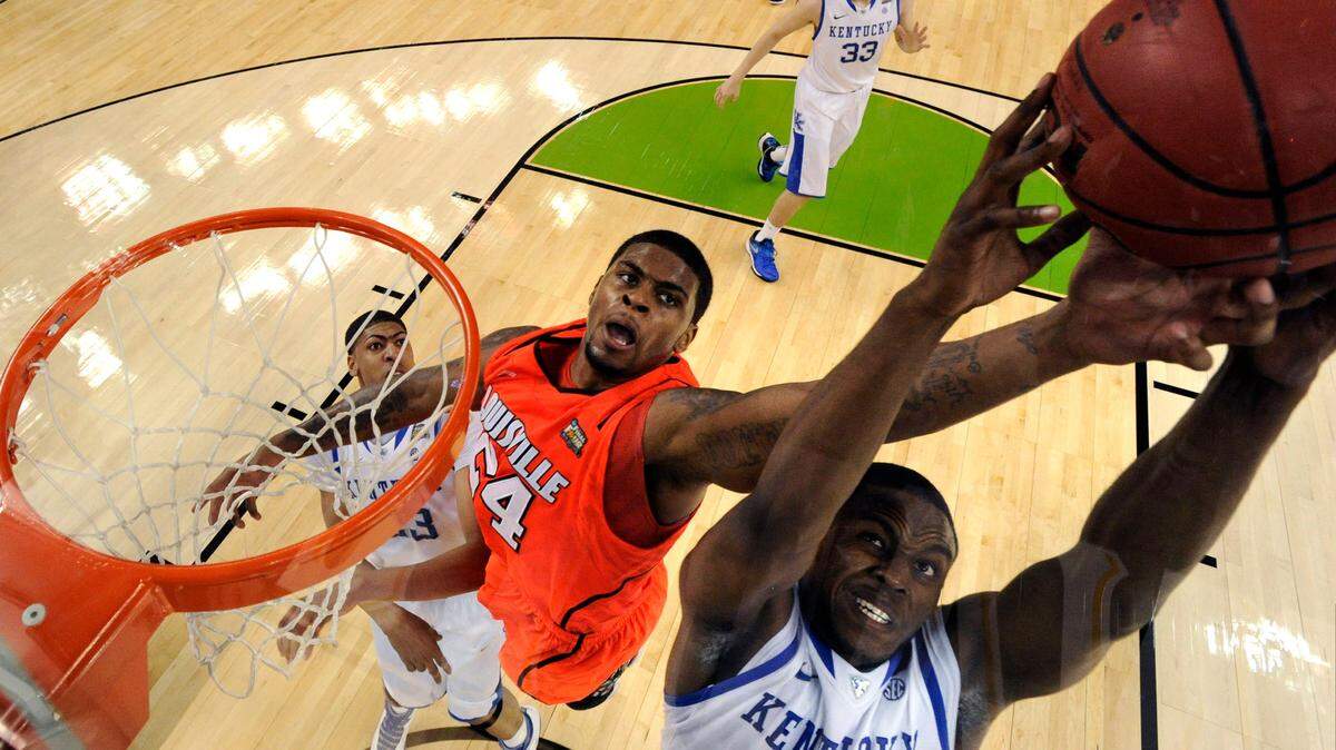 Louisville’s Chane Behanan challenged Kentucky’s Darius Miller during the 2012 Final Four in New Orleans eventually won by Kentucky. Behanan and Louisville would return to the Final Four and win the national title the next season. Behanan was dismissed by the team a year later and on Saturday was arrested during a traffic stop in Louisville.
